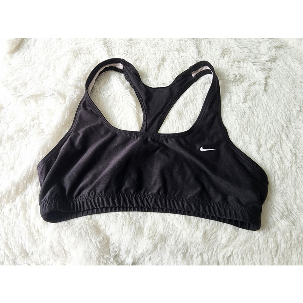 Nike black racerback unpadded stretchy sports bra size large